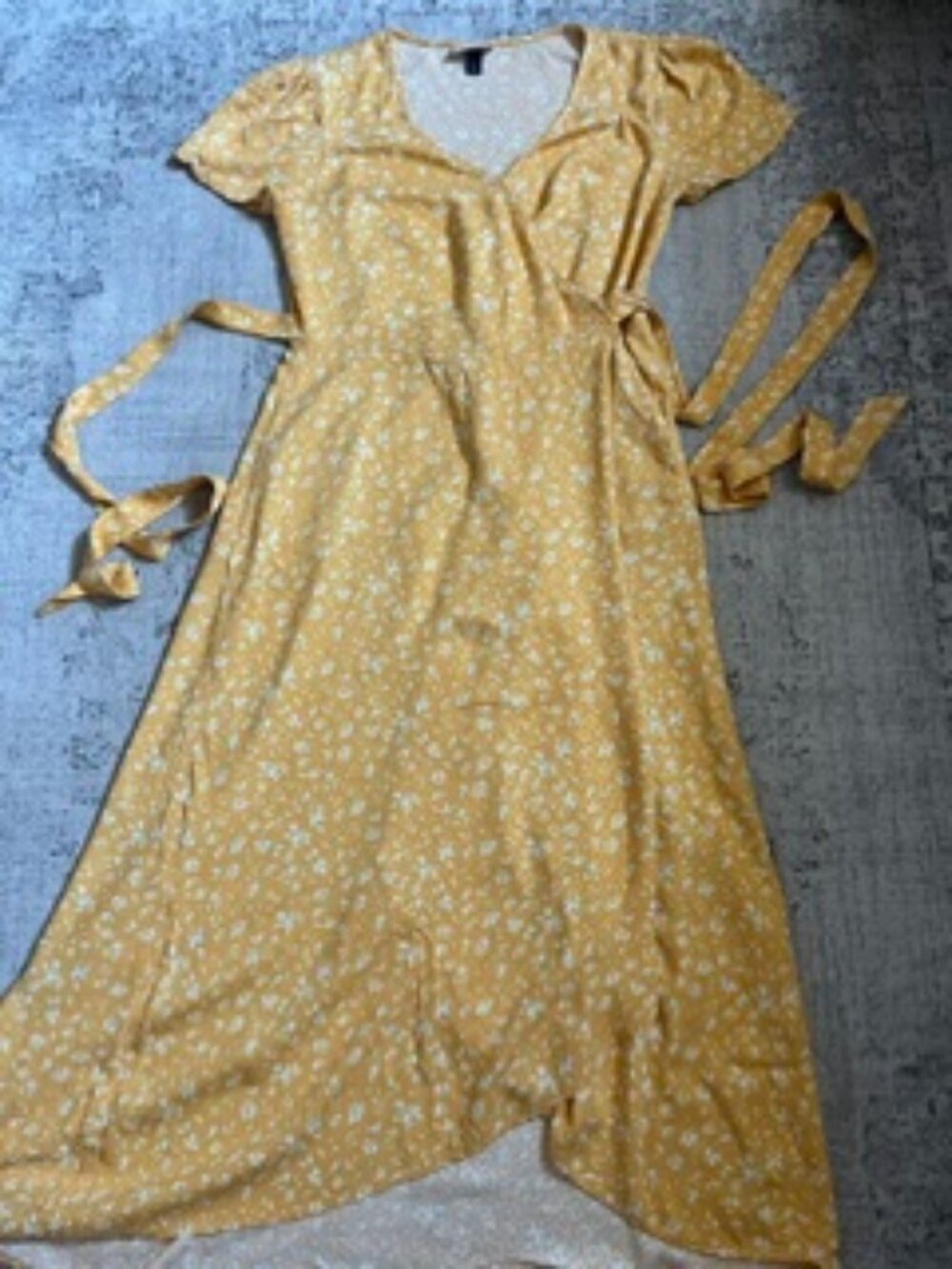 Universal Thread Mustard Yellow Floral Wrap Maxi Dress L